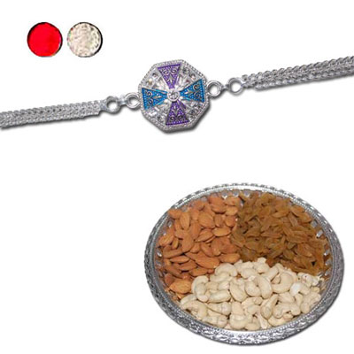 "Rakhi - SIL-6040 A (Single Rakhi),  Dryfruit Thali - RD700 - Click here to View more details about this Product